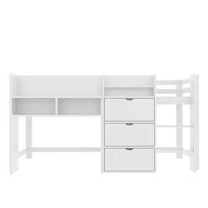 Letto mezzano - Xylo - 90x200 cm a casetta bianco