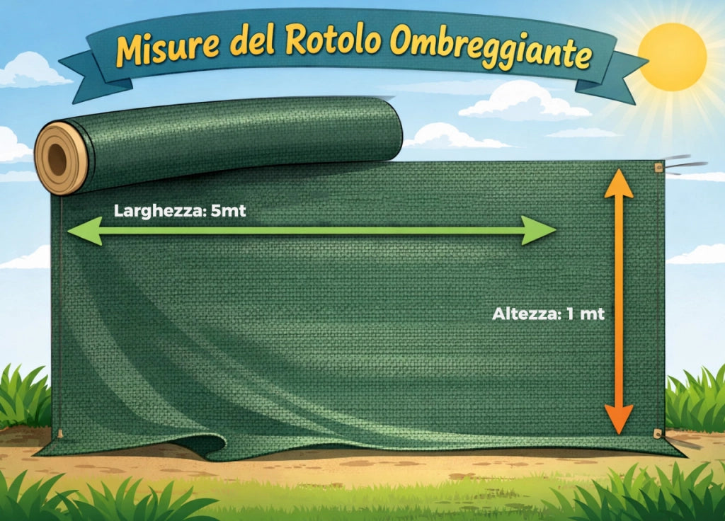 Rotolo Rete Ombreggiante Esterno Protezione Sole Pioggia Frangivista Coprente - 1x5mt - Ombreggiante