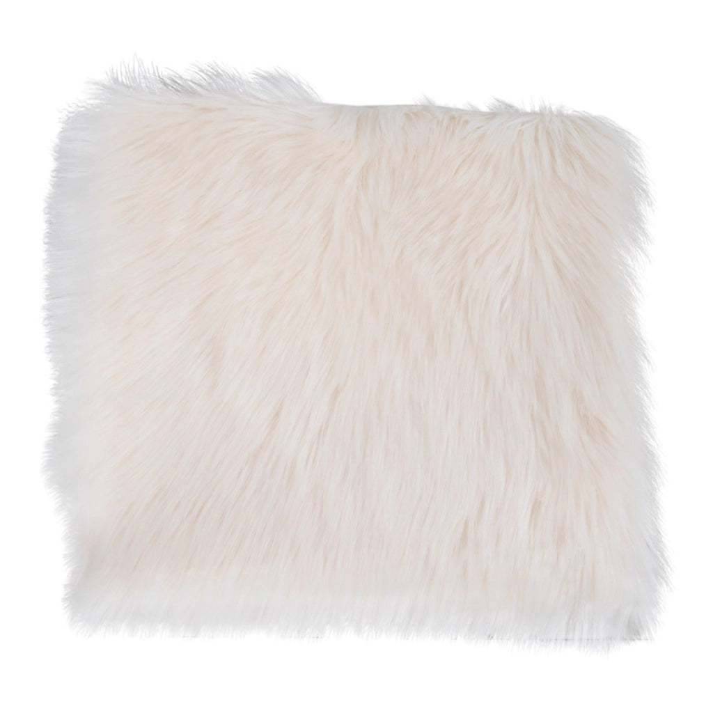 Pouf Lambskin, Bianco, Poliestere, 40x40x6,5 cm