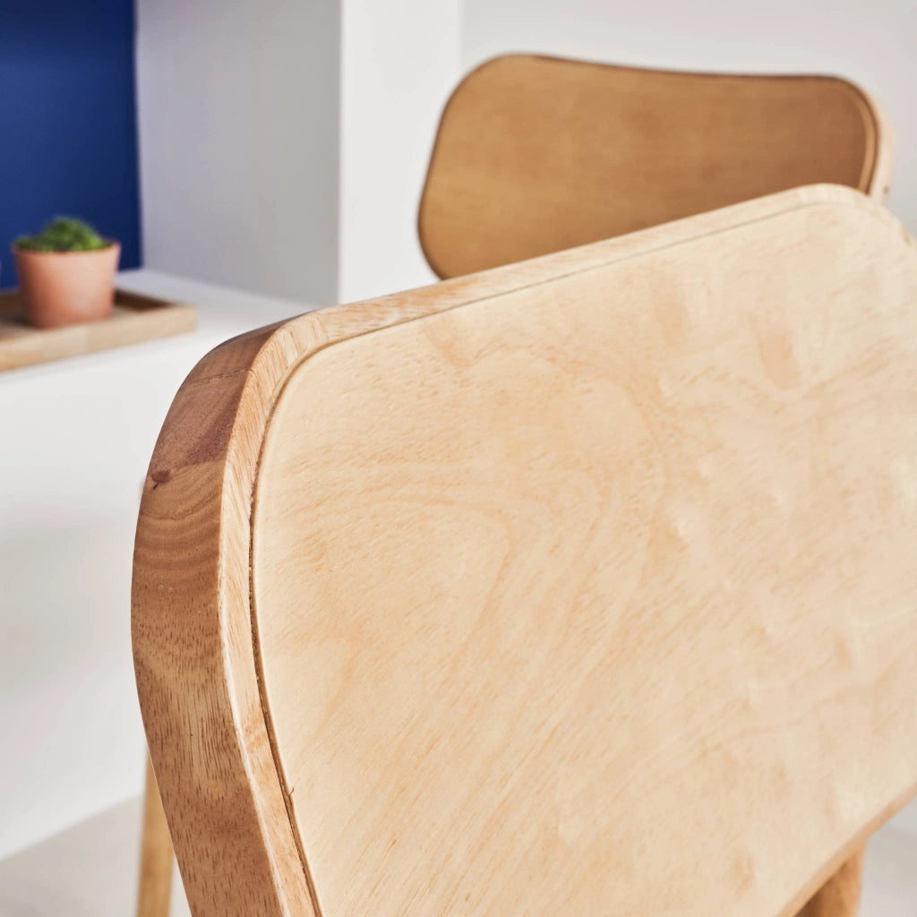 Set di 2 sedie in legno di hevea, marrone naturale