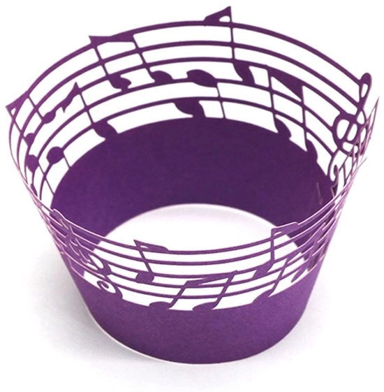 Decorazioni per Cupcake a forma di Note Musicali - 50 pezzi - Confezione in Carta - Decorazione da Festa - Ambientalmente Piatto - Diametro 8cm / Altezza 5,5cm - Confezioni per Cupcake
