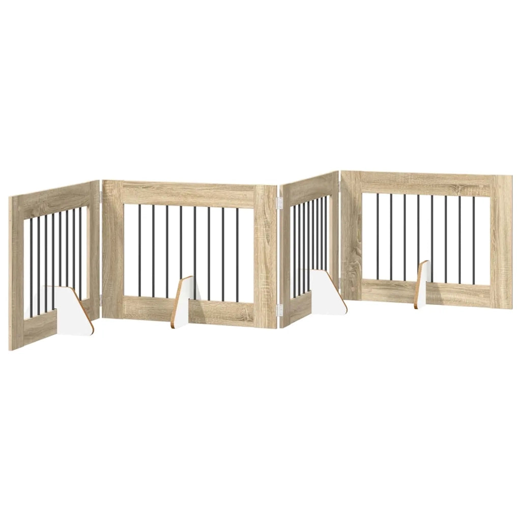 Cancello per cani con supporti 4 pcs Rovere Sonoma 80 x 60 cm 892134