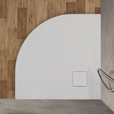 Piatto doccia 80x80 semicircolare bianco pietra in resina riducibile Agorà