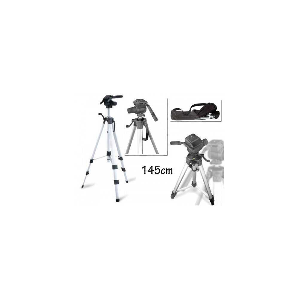 Trade Shop - Cavaletto Treppiede 145 Cm Per Macchina Fotografica Digitale Videocamera -