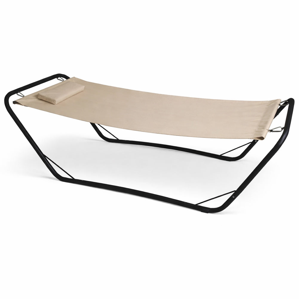 Amaca Beige con Struttura in Metallo e Cuscino Seduta Ergonomica e Resistente