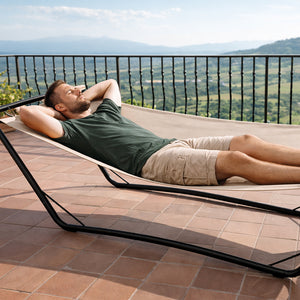 Amaca Beige con Struttura in Metallo e Cuscino Seduta Ergonomica e Resistente