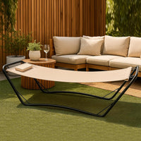 Amaca Beige con Struttura in Metallo e Cuscino Seduta Ergonomica e Resistente