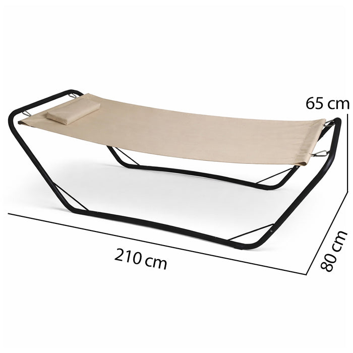 Amaca Beige con Struttura in Metallo e Cuscino Seduta Ergonomica e Resistente