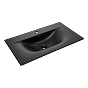 Lavabo da incasso VELOA 80 cm ceramica nero opaco design moderno ovale