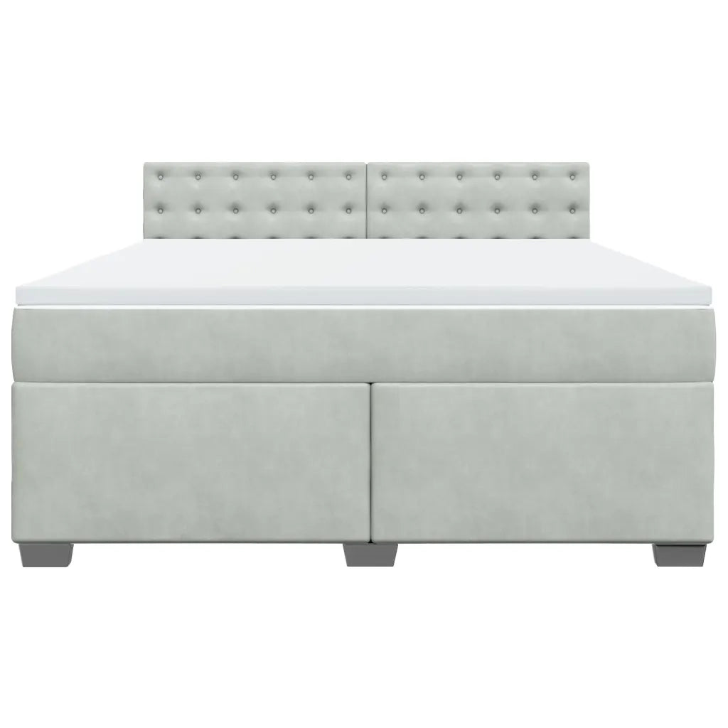 Giroletto a Molle con Materasso Grigio Chiaro 180x200cm Velluto