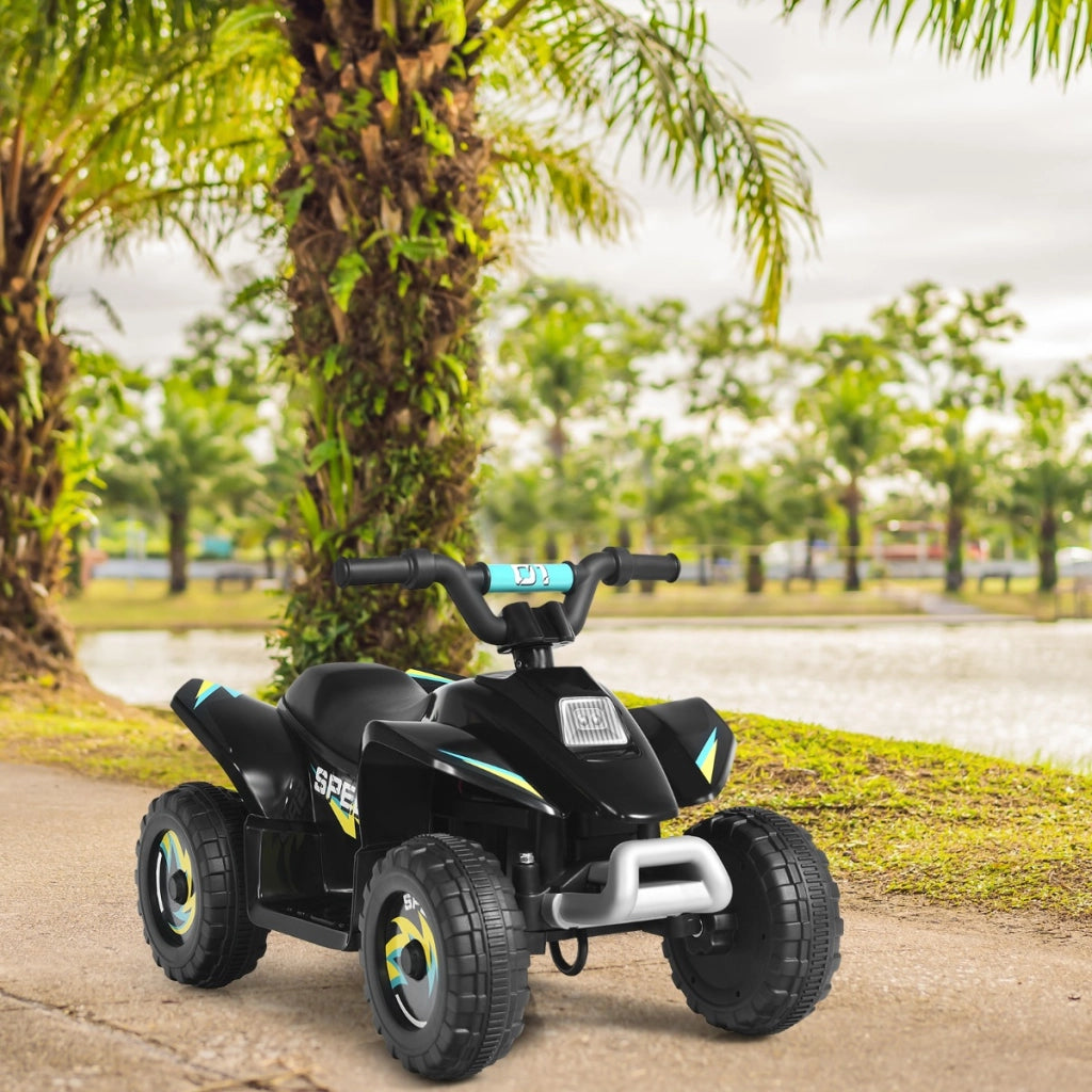 Quad cavalcabile alimentato a batteria 6V con velocit¨¤ massima 4,6 km/h, Mini quad ATV per bambini Nero-Macchinine giocattoli