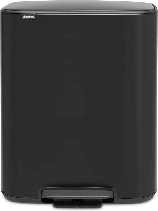 Cassetto della spazzatura in plastica con contenitore interno a pedale 50L, nero lucido 60L