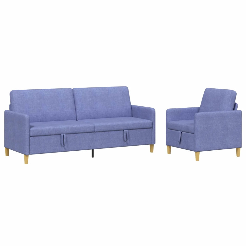Set di Divani con Storage 2 pcs Blu jeans Poliestere 3429245