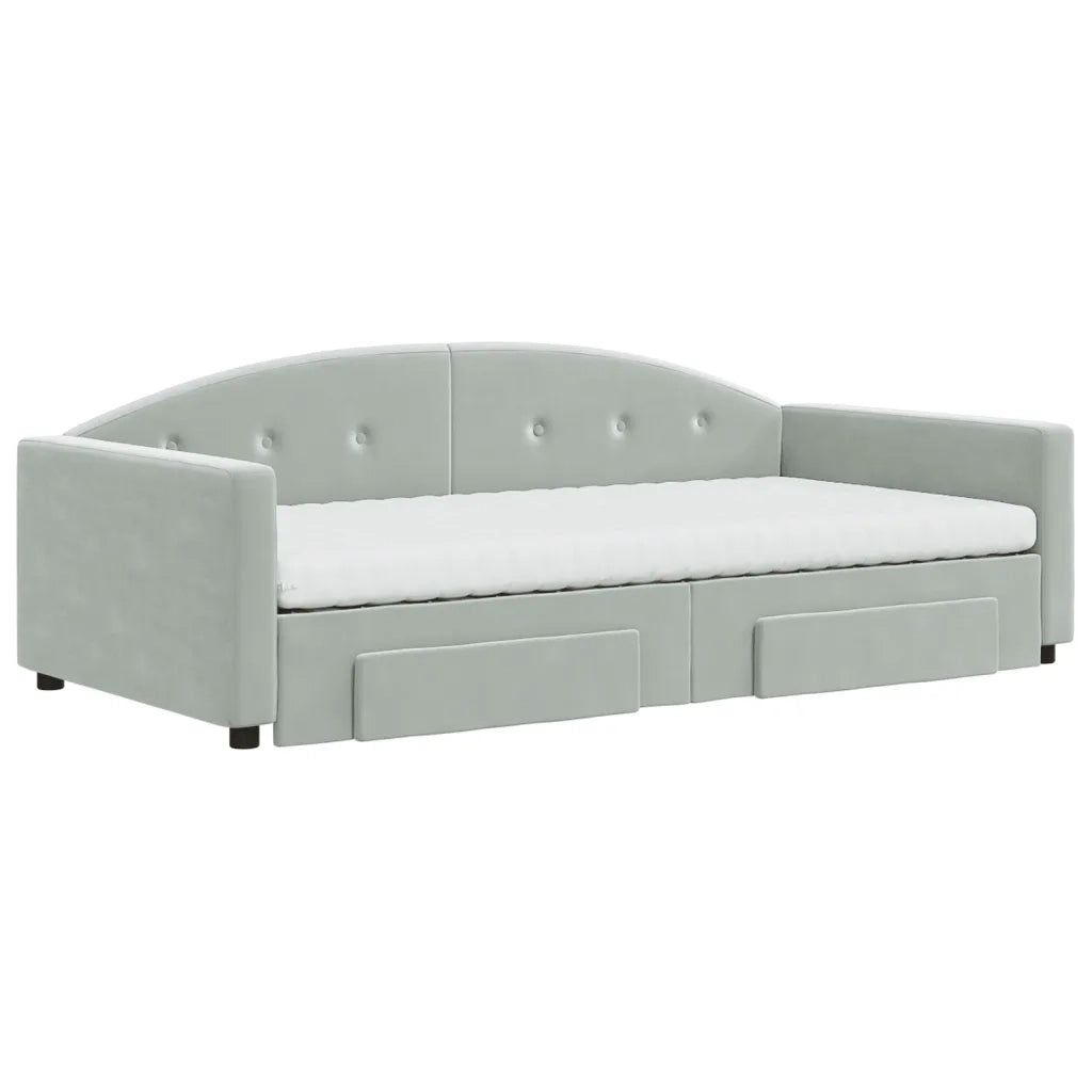 Divano Letto Estraibile Cassetti Grigio Chiaro 100x200 Velluto 3197380