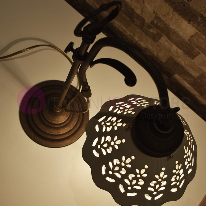 VOLTERRA Lampada da Tavolo Ottone e Ceramica Rustico Country