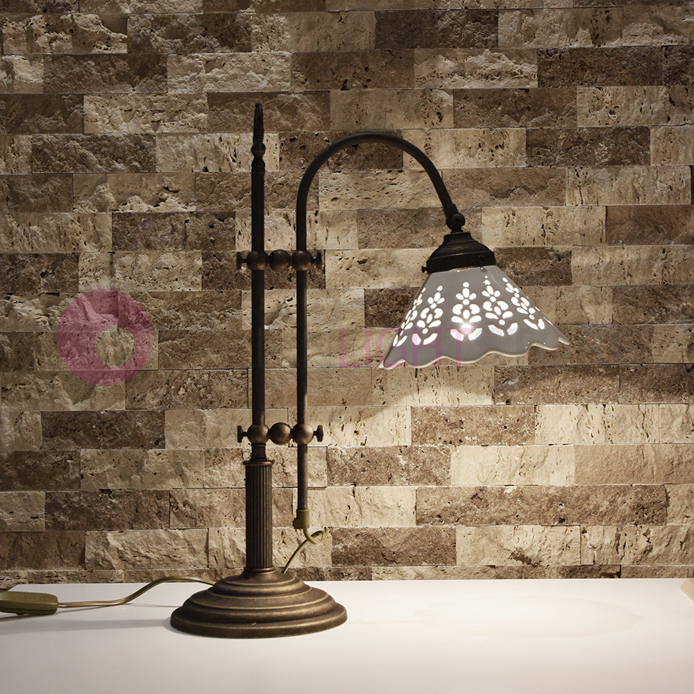 VOLTERRA Elegante Abat Jour in Ottone e Ceramica Rustico