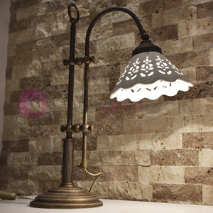 VOLTERRA Elegante Abat Jour in Ottone e Ceramica Rustico