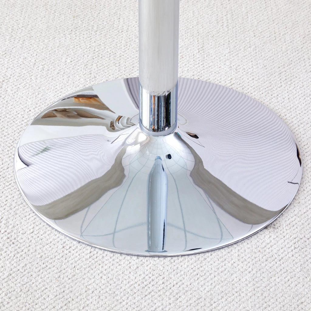 Tavolo Bar in Vetro Temperato con 2 Sgabelli ¨C MINIMAL ¨C Rotondo 89 cm, Gambe Bianche, Altezza Regolabile