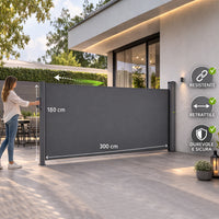 Tenda Sole Laterale Retrattile 1.8x3 Metri Telo Frangivista Avvolgibile Grigio