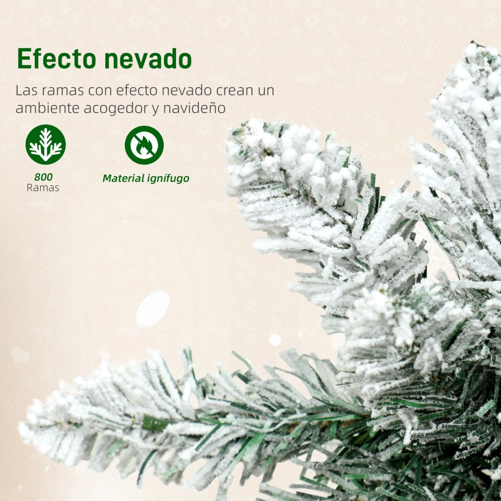 Albero di Natale Stretto 225 cm con Luci LED Bicolori 11 Modi Timer 800 Rami Verde ¨C zephmum ¨C Verde