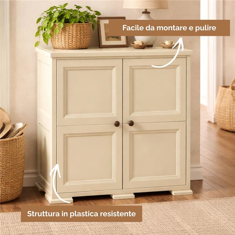 ARMADIO 2 MODULI ANGORA 79X43X85,5 CM CON ANTE EFFETTO LEGNO – MOBILE CONTENITORE PER ZONA LIVING CON RIPIANI INTERNI