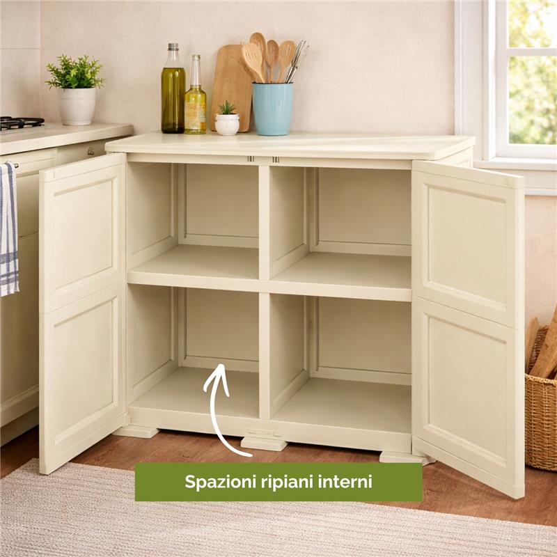 ARMADIO 2 MODULI ANGORA 79X43X85,5 CM CON ANTE EFFETTO LEGNO – MOBILE CONTENITORE PER ZONA LIVING CON RIPIANI INTERNI