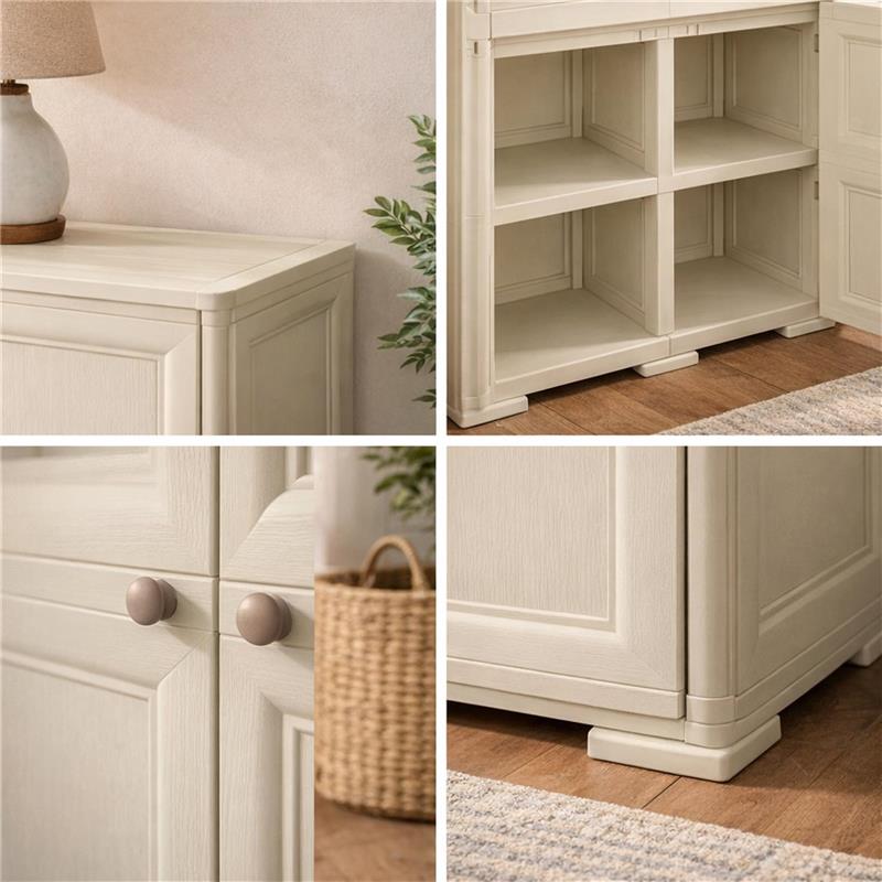 ARMADIO 2 MODULI ANGORA 79X43X85,5 CM CON ANTE EFFETTO LEGNO – MOBILE CONTENITORE PER ZONA LIVING CON RIPIANI INTERNI
