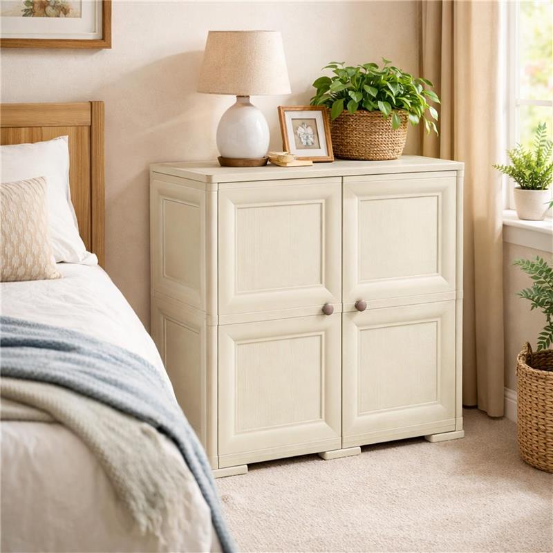 ARMADIO 2 MODULI ANGORA 79X43X85,5 CM CON ANTE EFFETTO LEGNO – MOBILE CONTENITORE PER ZONA LIVING CON RIPIANI INTERNI