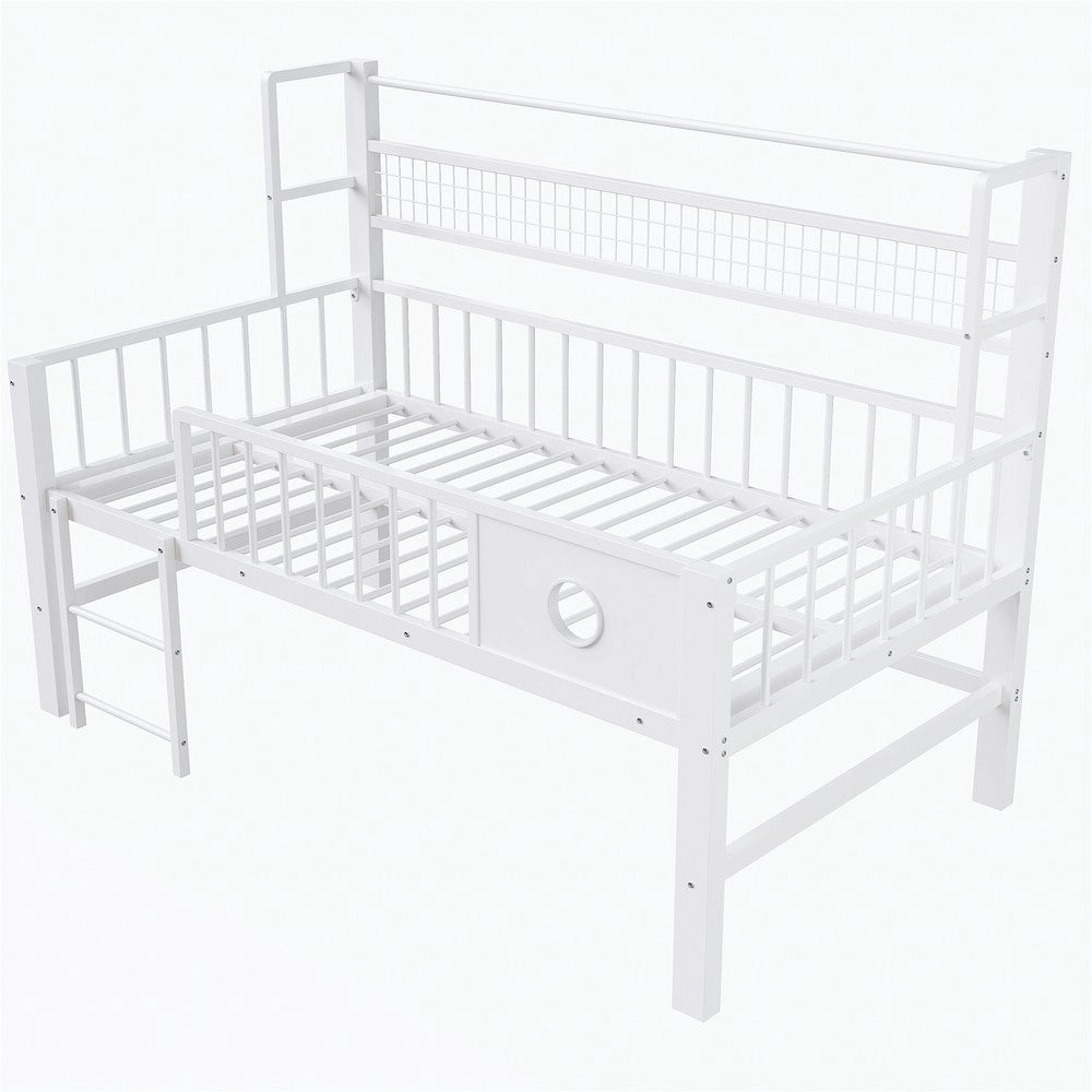 Letto a Soppalco Basso Bambini ¨C Xylo ¨C Metallo Bianco 90x200