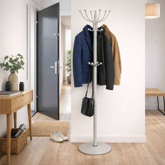 Appendi Abiti Autoportante base rotonda Con 16 Ganci Metallo 36x175 cm (Tortora)