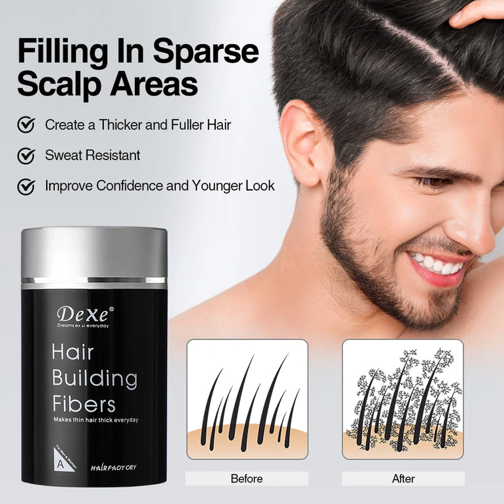 Fibre Capelli x 2 Barattoli Volumizzante Polvere per capelli Correttore Nero 22g