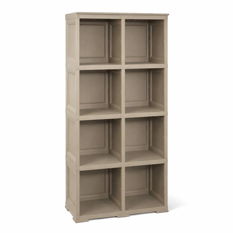 SCAFFALE 4 MODULI TAUPE 79X42,5X164 CM CON 2 PUNTALI – LIBRERIA ALTA CONTENITORE PER ZONA LIVING E STUDIO