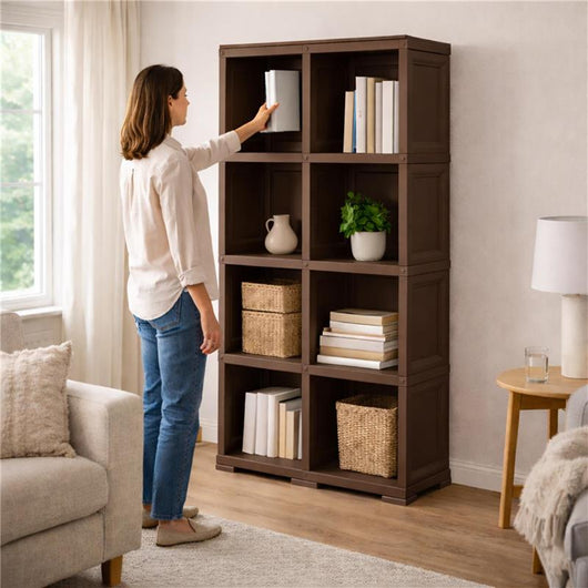 SCAFFALE 4 MODULI WENGÉ 79X42,5X164 CM CON 2 PUNTALI – LIBRERIA ALTA SALVASPAZIO PER ZONA LIVING E STUDIO