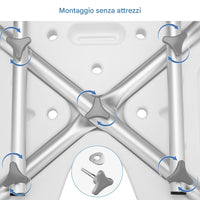 Sedia da Doccia in Alluminio e HDPE Sedile da Bagno Altezza Regolabile 70-83cm