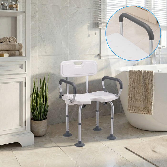 Sedia da Doccia in Alluminio e HDPE Sedile da Bagno Altezza Regolabile 70-83cm
