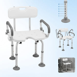 Sedia da Doccia in Alluminio e HDPE Sedile da Bagno Altezza Regolabile 70-83cm