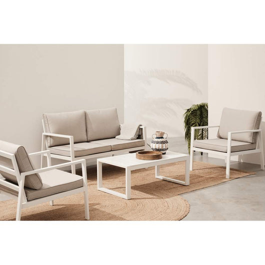 Salotto da Giardino con Divano Poltrone e Tavolino Hilde Bianco Bizzotto