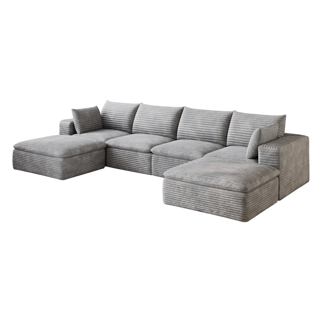 Divano Cloud 3 Posti in Velluto a Coste ¨C MINIMAL ¨C Grigio Scuro, 340 cm, Imbottito