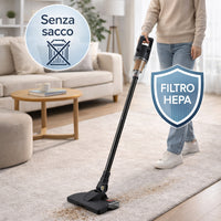 Scopa Elettrica 2 in 1 Aspirapolvere Salvaspazio Silenzioso con Serbatoio 500ml