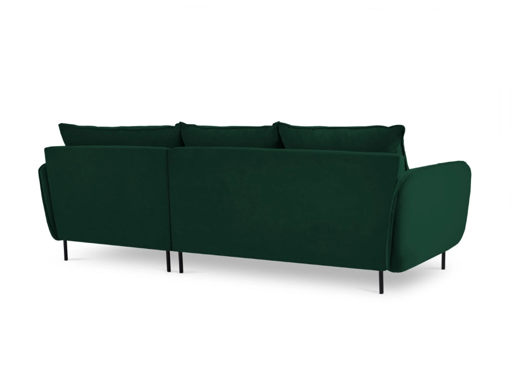 Cosmopolitan Design - Divano angolare destro "Vienna" 5 posti in velluto verde bottiglia 