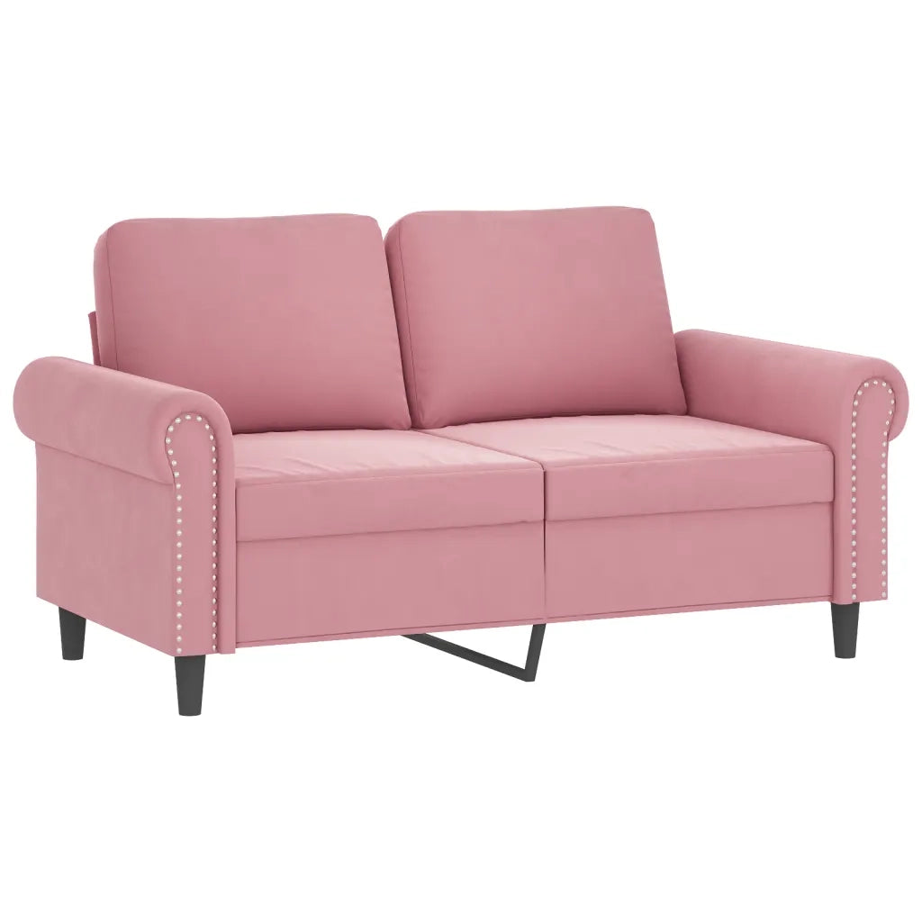 Set di Divani 2 pz con Cuscini Rosa in Velluto