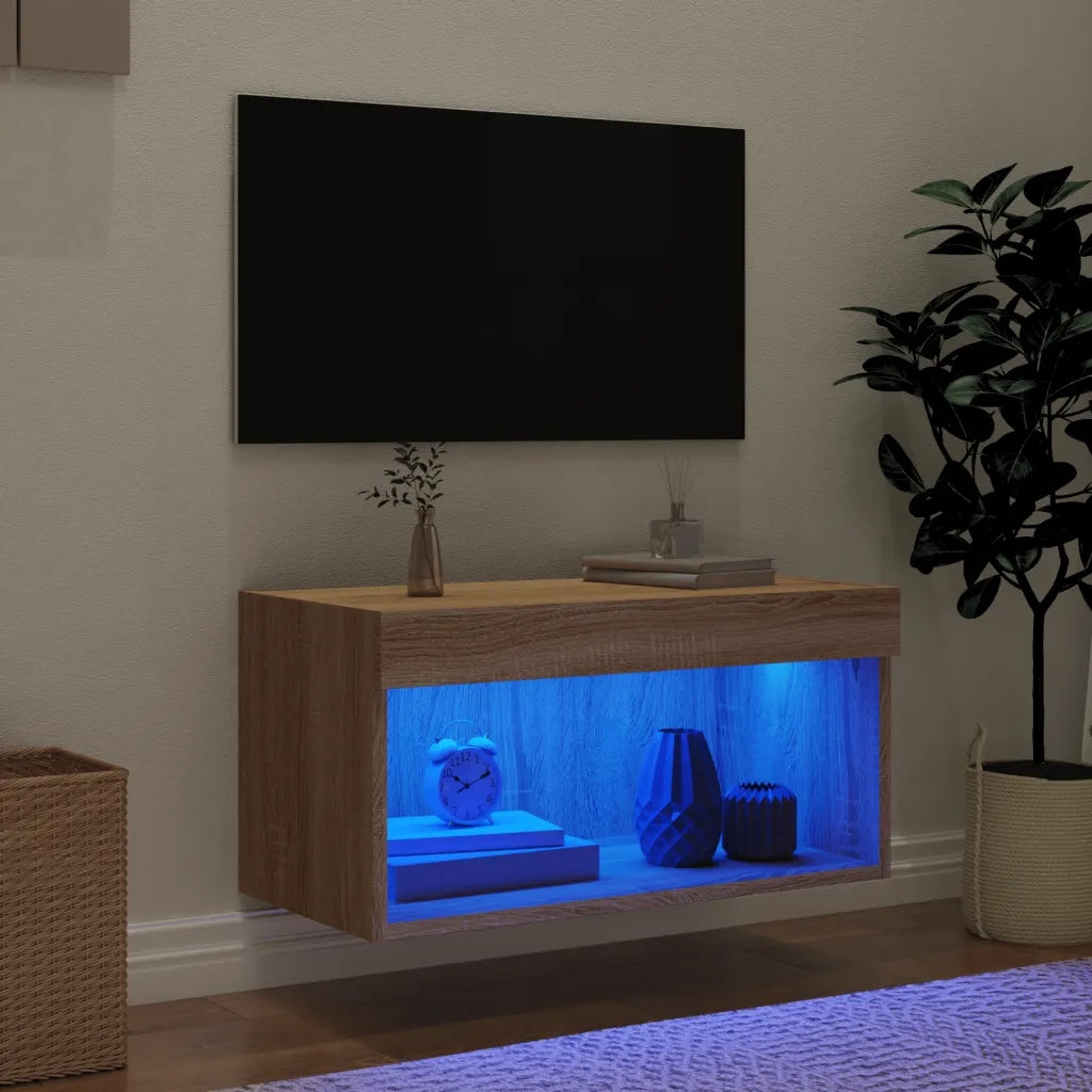 Mobile TV | Armadietto TV | Mobile Porta TV con Luci LED Rovere Sonoma 60x30x30 cm