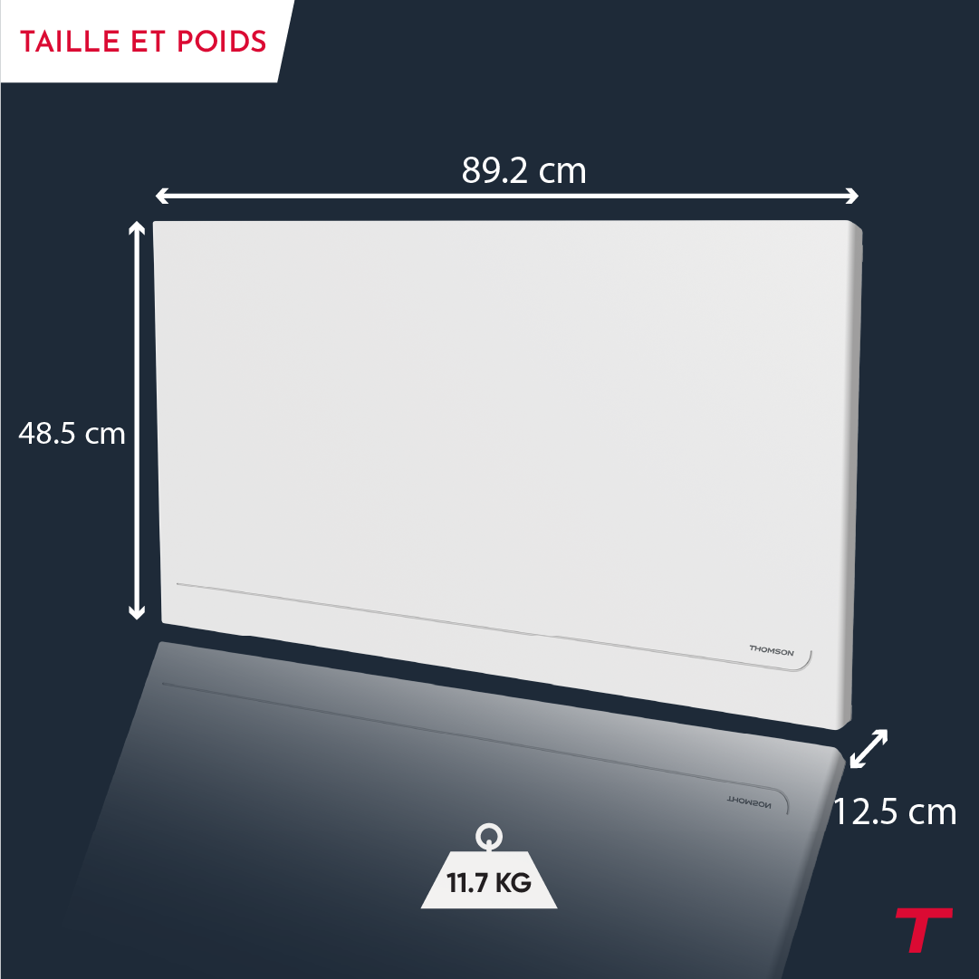 Radiatore elettrico Thomson WiFi con inerzia in ceramica e termostato intercambiabile, 2000W Milla