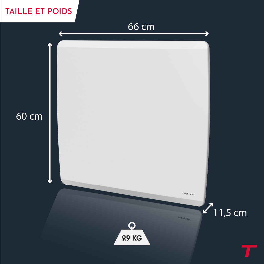 Radiatore elettrico Thomson WiFi con ceramica secca e inerzia a film, termostato intercambiabile, molibdeno da 1500 W