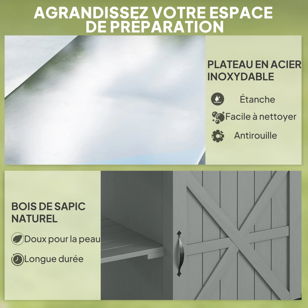 Carrello per barbecue con ripiano in acciaio inossidabile ¨C Minimal ¨C Grigio 107x49.5x92.5 cm