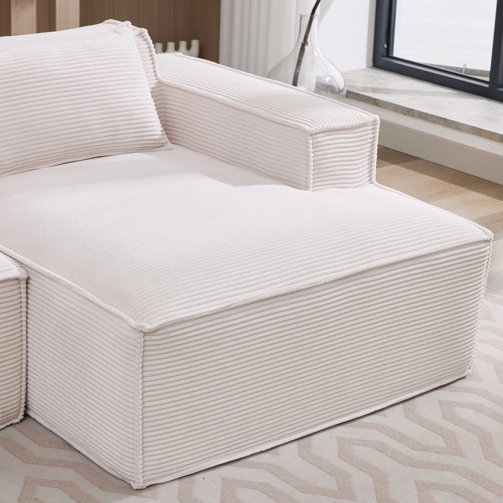 Divano lineare 3 posti - con seduta elastica e design compatto - in tessuto - beige