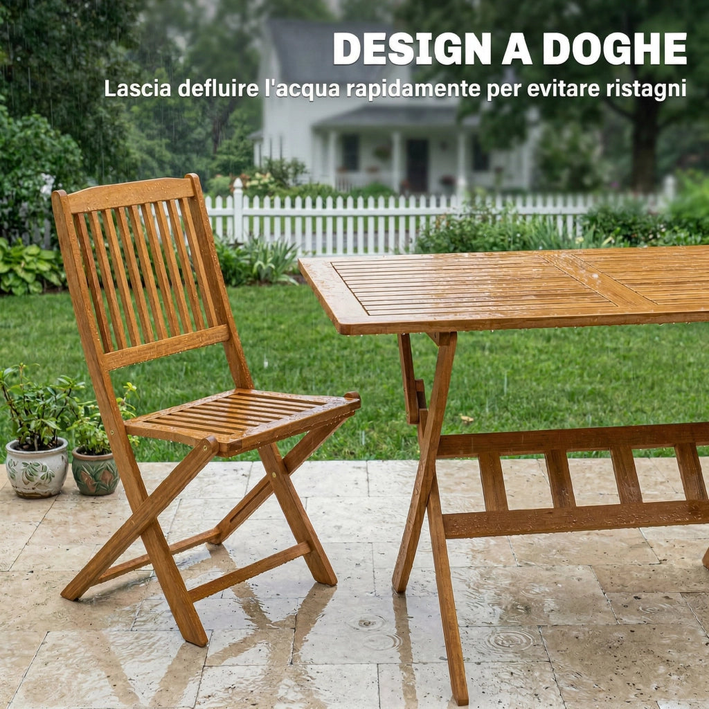 Set da Pranzo da Giardino 5 Pezzi. Tavolo e 4 Sedie Pieghevoli