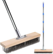 Assestaatore per Erbaccia con Manico Telescopio in Acciaio Inossidabile 1,6 m - 40 x 6 cm - Rimozione Muschio - Setole Robuste - Duraturo e Efficiente - Erbacciatrice per Giardino