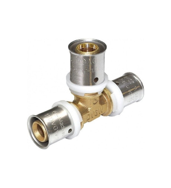 Raccordo a tee diam. 20x20x20 a pressare per multistrato