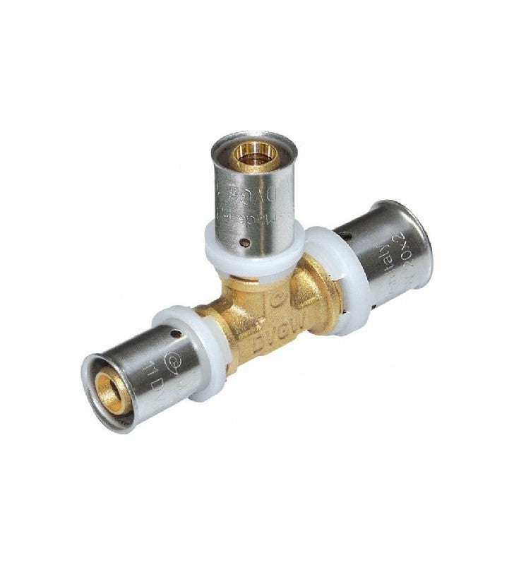 Raccordo tee ridotto diam.20x20x16 a pressare per multistrato